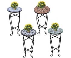 vidaXL Mesa Auxiliar Mesa para Plantas de Mosaico Color Verde y Blanco