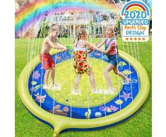 Jojoin Splash Pad, Almohadilla de Aspersión de 170 cm, Jardín de Verano Juguete para Niños, Aspersor de Juego de Verano, Engrosamiento de PVC (Amarrillo - Azul)