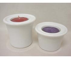 JUEGO 2 PALMATORIAS CANDELABRO PORTAVELAS PORCELANA BLANCO