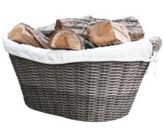 HABAU - Cesta para leña (Polietileno, con Estructura metálica y Forro de Lino)