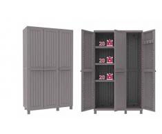 Armario de Resina, 2 Puertas con estantes y una puerta de escobero T/P102A