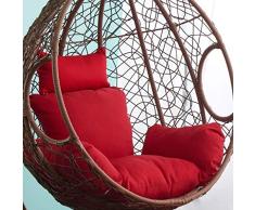 DrakSun Rattan Wicker Egg Hammock Tapicería Jardín aéreo Terraza Exterior Rattan Mecedora con cómodos Cojines Y Cojines Interior Exterior -A