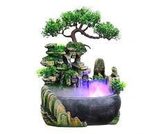 Jeffergarden Fuentes de Agua Decorativas Interior Decoración de Oficina Fuente Interior Cascada Fuente de Agua de Mesa LED Función de Uso Interior y Exterior