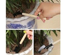 Fannty 3 Unids Multifuncional Mini Planta de Herramientas de Jardinería Jardín Kit Pala Pala de rastrillo Mango De Madera Cabeza de Metal Herramienta de Reparación de Jardín