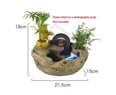 Xilinshop-Fuentes decorativas Fuente de Agua de rocalla Creativa Decoración Estanque de Peces Rueda de Feng Shui Té de Oficina Escritorio Bonsai Amigos Enviar Regalos (Color : A)