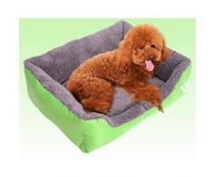 Yihya Lavable Lindo Cuadrado Verde Suave Calentar Mascotas Pet Perros Casa Choza Cachorro Gato Cama Doggy Doghouse Cojín Basket (Tamaño Mediano: 58 * 45 * 14cm)