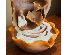 Estatuas Fuente de Agua de Resina,Fengshui decoración Interior Fuente Zen de Mesa Humidificador de Fuente de Agua Fuente de Interior Fuente de Buda-Resin Fountain 12.2pulgada