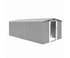 vidaXL Caseta de Jardín de Metal Gris 257x497x178cm Jardín Patio Cobertizo