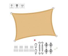 XXJF Vela De Sombra Sombra Rectangular Protección Rayos UV Toldo Vela Resistente E Lmpermeable,toldo Vela De para Patio Exteriores Céspede, Jardín, Exteriores, (Color : Sand, tamaño : 3.5x6m)