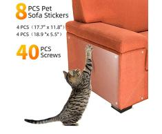 Pidsen Protector de Muebles Gatos, 8PCS Transparente Autoadhesivas contra Arañazos de Gato Protector con 40 Tornillos Rascador para Gatos y Perro, Protector de sofá para Detener