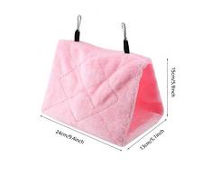 TOPINCN Peonía Loro Hamaca Aves Nido Cálido Suave Felpa Hamaca Colgando Carpa Jaula para Pájaros Loro Invierno Cálido Cama Mascota Juguete Bolsa Algodón Cama(M- Rojo)