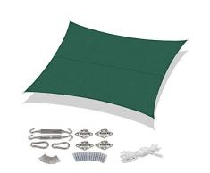 Sekey Toldo Vela de Sombra Rectangular Protección Rayos UV, Resistente Impermeable Transpirable para Patio, Exteriores, Jardín, 3 * 4m Verde, con Cuerda Libre y Kit de Montaje
