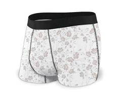 Calzoncillos bóxer para Hombres, Flores de Belleza Natural Peonías Dibujadas a Mano Ramo Florets Diseño de hogar Femenino romántico Tamaño L