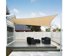 AXT SHADE Toldo Vela de Sombra Rectangular 3 x 4 m, protección Rayos UV Impermeable para Patio, Exteriores, Jardín, Color Arena