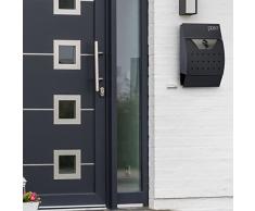 Relaxdays 37,5 x 35 x 10,5 cm con diseño buzón con Soporte para periódico, Color Gris