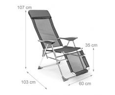 Relaxdays Tumbona Plegable Ajustable a 3 Posiciones, Aluminio-Poliéster, Antracita, 111 x 60 x 75 cm, 136x60x111 cm