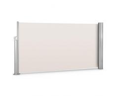 Blumfeldt Bari 316 Cortavientos jardin toldo lateral terraza enrollable (superficie lona 300x160cm, mecanismo muelle desplegable, incluye material de montaje, sombra cuadro aluminio, tela beis crema)