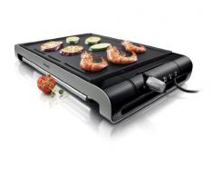 Philips HD4418/20 - Plancha Grill Placa lisa 2300 W con termostato ajustable, superficie antiadherente de la placa, elimina la grasa