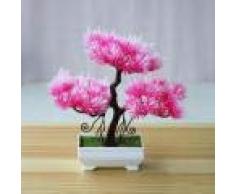 LIXIFF Pino Artificial Bonsai Simulación Macetas Faux Plant Arreglo Hogar Decoración, Amarillo