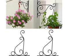 2 paquetes de colgadores de plantas bastidor de montaje en pared maceta soportes para colgar ganchos macetas soportes para colgar soportes de hierro forjado con tornillos para jardín balcón linterna