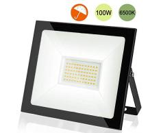 100W Foco LED Exterior, Impermeable IP66, Alto Brillo Proyector Led, Blanco Frío 6500K Floodlight para Jardines, garajes, senderos, Asta de bandera, tejados, etc.