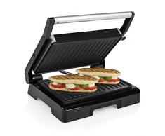 Tristar Grill GR-2854 Parrilla de Contacto – Revestimiento Antiadherente – Tapa de Acero Inoxidable, 1000 W, Metal, Negro