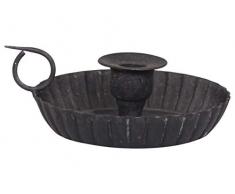 Chic Antique | Candelero (Cámara Candelabro de | para Velas (| rústico Shabby Vintage | Metal Negro, H 6 cm D 16 cm