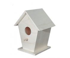 Casa pajaros. En madera en crudo, para pintar. Alto: 18 cms. Ancho: 14 cms. Fondo: 11 mcs. Casita pajaros.