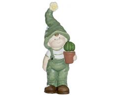 dekojohnson - Figura decorativa de niño con gorro de puntilla y cactus de pie, enanito de jardín, decoración de jardín, decoración de primavera, 11 x 24 cm