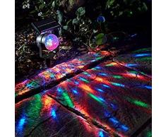 TiooDre Lámpara de energía solar Proyector LED Luz de colores Luz giratoria Luz solar Jardín al aire libre Lámpara Patio Decoración para patio, camino, cerca