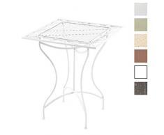 CLP Mesa de Jardín Asina en Hierro Forjado I Mesa Cuadrada con Altura de 72 cm I Mesa en Estilo Rústico I Color: Blanco