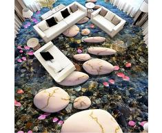 Fushoulu Papel Pintado Personalizado Para El Suelo Mural Piedra Camino Pequeño Adoquín Estereoscópico 3D Pintura Para El Piso Papel Pintado Pvc Impermeable Autoadhesivo-250X175Cm