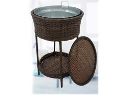 ALUCE Multi-function refrigerated Rattan Ice Bucket PE Rattan Bar Mesa adecuada para exteriores, bares, beaches al aire libre, Swimming Pools Parks