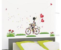 Ecloud Shop® Pared resistente al agua motorista encantador dormitorio fondo niña salón pegatina Decoración