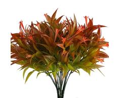 Nahuaa Plantas Simulación Flores de Plástico 4pcs Plantas de Jardin Ramas Artificiales Rojo Arbustos Exterior Interior para Hogar Cocina Baño Balcón