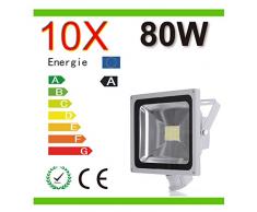 Mcitymall® 10x 80W Blanco Frío SMD Proyector Proyector LED con la lámpara Jardín detector de movimiento