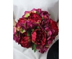 kiuytghnb 10.2 "alta calidad Artificial hortensias y Peony Artificial ramo de flores para boda y decoración 1 ramo colcha