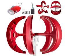 Moracle Turbina de Viento 600W 12V Linterna Aerogeneradores Generadores 5 Palas Linterna Vertical Estilo Color Rojo Eje Barco Jardín