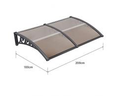 Marquesina para Puertas Ventanas Toldo Refugio de Nieve, Porche Delantero, Sombra Exterior, Techo, Hecho en Cubierta de Placa de PC Sólida (100x200cm, Marrón)