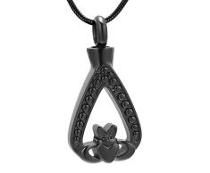 QHYQYN Joyería De Cremación De Acero Inoxidable Corona Heln Heart Urn Colgante Memorial Ash Ashsake Necklace