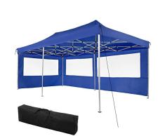 TecTake 800687 Carpa de Jardín 6 x 3m, Plegable, Aluminio, 100% Impermeable, 2 Paneles Laterales, con Cuerdas Tensoras, Piquetas y Bolsa (Azul | no. 403160)
