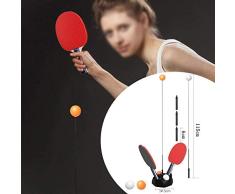 Woodtree Mesa de Ping Pong Trainer, con elástico Suave del Eje elástico Varilla 115CM descompresión Sport 2 Tabla de Pádel y 6 Conjunto de la Bola del Ping-Pong de Interior Juegos al Aire Libre