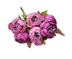 1 Ramo 8 Cabezas de Flores de Seda de peonía Artificial Hoja decoración del Banquete de Boda en casa Peonía de Estilo Europeo de Cinco Colores de Gama Alta de Flores Ramo riou