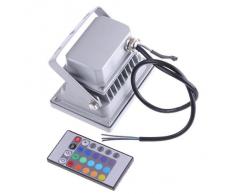 SODIAL(R) LED Luz de Foco Impermeable 10W 900LM 16 Colores RGB Lampara de Jardin Exterior & Interior con Control Remoto
