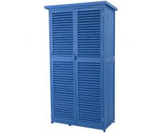 Outsunny Cobertizo de Madera Caseta de Exterior Armario para Herramientas de Jardinería Persiana Delantera Compartimientos de Diferentes Tamaños 87x46.5x160cm Madera Maciza