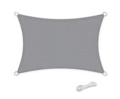 Qdreclod Toldo Vela de Sombra para Patio, Impermeable a Prueba de Viento Toldo de Refugio Canopy Vela protección UV para Exteriores Jardín Terraza 2x3m Rectangular Gris