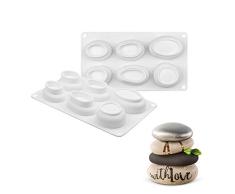 Sina - Molde para mousse de 6 agujeros en forma de guijarro de 6 agujeros, molde de silicona en forma de adoquín de 6 agujeros, molde de chocolate con forma de empedrado, 1 unidad