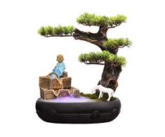 YOYO Fuentes de Interior Resina Cubierta de rocalla Cascada Que Fluye Feng Shui Meditación Relajación Fuente de Agua de Escritorio Ornamento decoración de la Oficina Fuente Decorativa