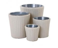 Papillon Rattan - Jardinera, set 4 unidades, 14+16+23+30, color marfil