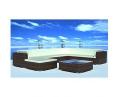 vidaXL Conjunto de Muebles de Jardín 24 Piezas Poli Ratán Color Marrón y Blanco